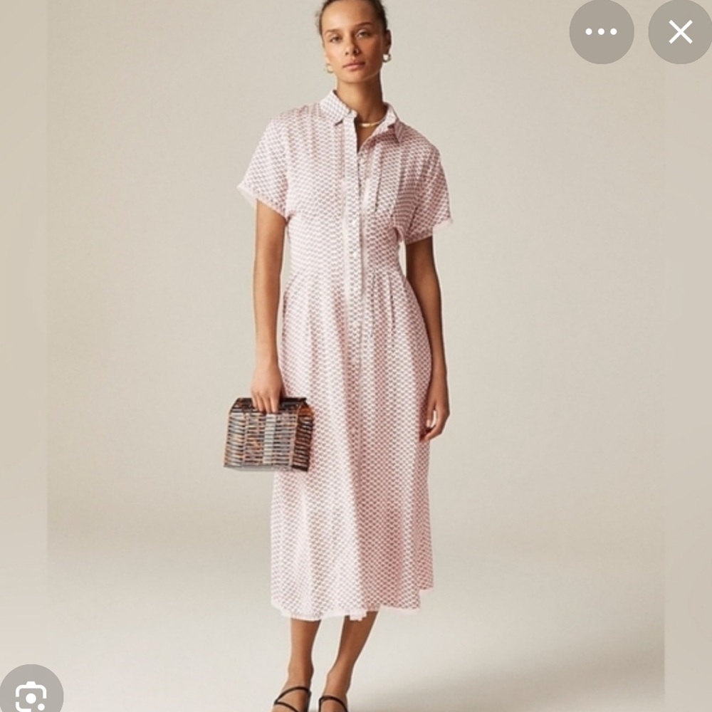 Jcrew wren lace trim shirt dress in glossy twill